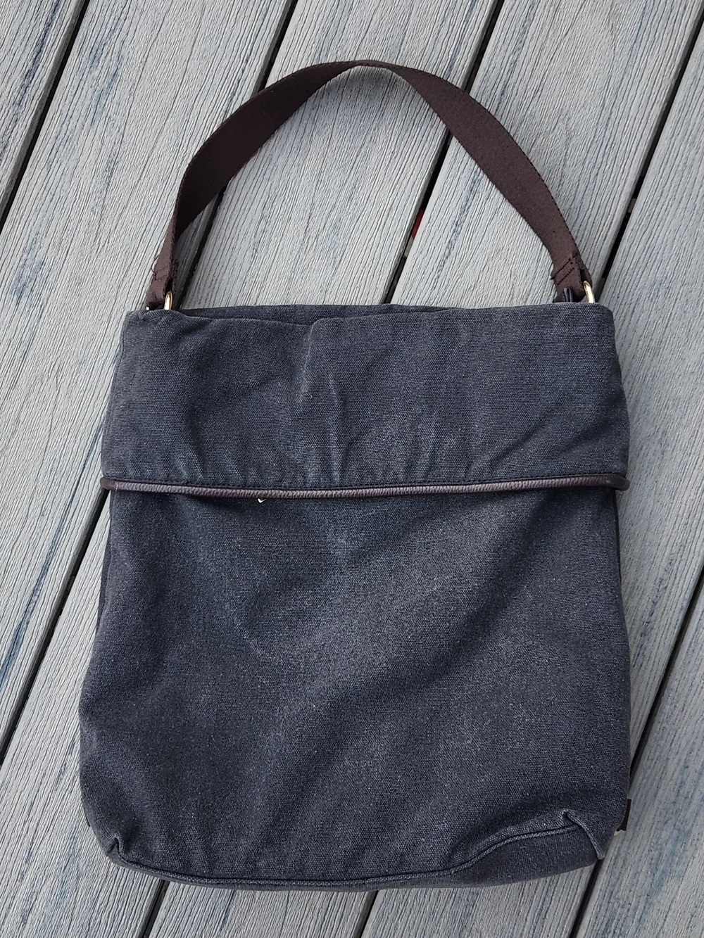 Everyday Dark Gray Canvas Hobo Bag with Top Handle